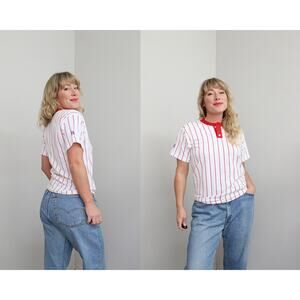 1980's Vintage Deadstock Russell Athletic Stripe Sports T-Shirt Women's XS SM MD